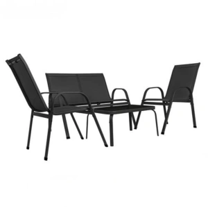Set mobilier gradina, terasa, balcon, canapea 2 locuri, masa, 2 scaune, metal/sticla, negru - Img 5