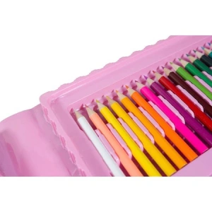 Set,trusa completa pentru copii,desenat,colorat si pictat,208 piese,trusa inclusa - Roz - Img 4