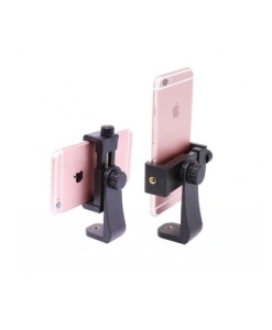 Suport telefon 360° cu menghina,2x filet universal 1/4 pentru prindere pe trepied/monopied - Img 3