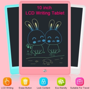Tableta grafica de desenat pentru copii,color de 10 inch diagonala, cu buton de stergere si creion - Negru - Img 2