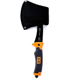 Topor multifunctional, pentru camping, drumetii, 30 cm, portocaliu, husa inclusa - Img 2