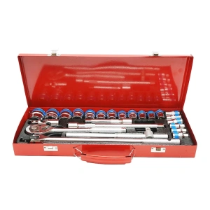 Trusa chei tubulare 1/2 24 piese 8-32mm cu clichet, bara T glisanta si tubulara bujii 21mm pentru mecanica auto - Img 2