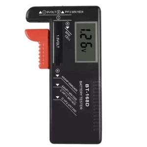 Verificator digital pentru baterii si acumulatori, LCD, negru, 11 x 6 x 2.5 cm, compatibil AA, AAA, 9V si Li-Ion
