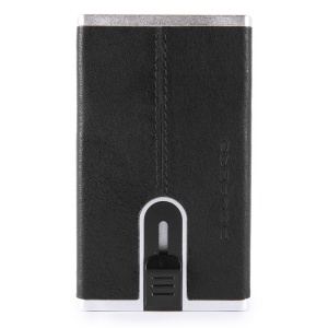 Piquadro, Black Square, Leather Card Holder, Square Sliding System, PP4825B3R-N, Black, For Men