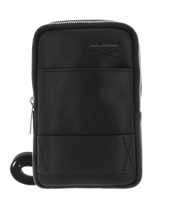 Piquadro, Obidos, Leather Crossbody Bag, Black, For Men
