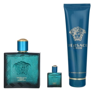 Set Versace: Eros, Apă de toaletă, For Men, 100 ml + Eros, Apă de toaletă, For Men, 5 ml + Eros, Shower Gel, For All Skin Types, 150 ml