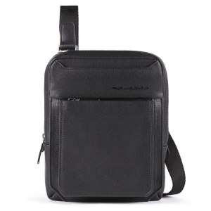 Piquadro, Tallin, Leather Crossbody Bag, Black, 23 X 18 X 5 cm, For Men