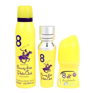 Set Beverly Hills Polo Club: 1982 - Sport 8, Apă de parfum, For Women, 50 ml + 1982 - Sport 8, Freshness, Body Spray, 150 ml + No.8, Anti-Perspirant, Deodorant Roll-On, For Women, 50 ml