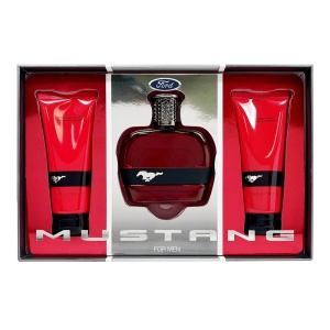 Set Ford: Mustang Red, Apă de toaletă, For Men, 100 ml + Mustang Red, After-Shave Balm, 100 ml + Mustang Red, Cleansing, Shower Gel, For All Skin Types, 100 ml