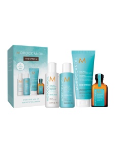 Set Moroccanoil: Hydration, Hair Treatment Cream Mask, 75 ml + Hydration, Ulei de păr Treatment, Hydrating, 25 ml + Hydration, Balsam, For Hydration, 70 ml + Hydration, Paraben-Free, Șampon, Moisture And Shine, 70 ml