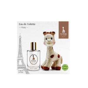 Gift Box Set Sophie la Girafe: Sophie La Girafe, Giraffe, Collectible Plush Toy, 0+ months + Paris, Apă de toaletă, For Boys, 100 ml