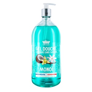 Les Petites Bains de Provence, Monoi, Shower Gel, For Body, Face & Hair, For Sensitive Skin, 1000 ml