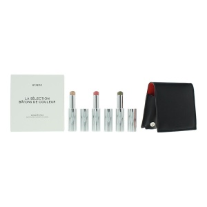 Orange Set Byredo: Colour Stick, Multifunctional, Eyeshadow Stick, 509, Solar Flare, 3.5 g + Colour Stick, Multifunctional, Eyeshadow Stick, Kumato Face, 3.5 g + Colour Stick, Multifunctional, Eyeshadow Stick, Flower Play, 3.5 g + Byredo, GWP Leather Pouc