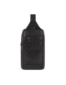 Piquadro, Monospalla, Leather, Leather Backpack, Black, Mono Sling, For Men, 19 x 32 x 8 cm