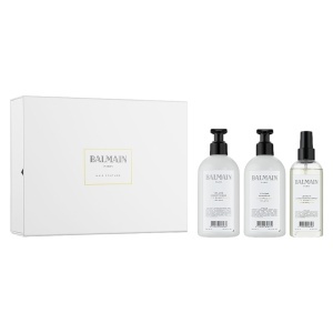 Set Balmain: Volume, Șampon, Hydrating, 300 ml + Volume, Balsam, Moisturizing, 300 ml + Volume, Spray de păr Treatment, Conditioning, 200 ml + Balmain, Scalp Brush