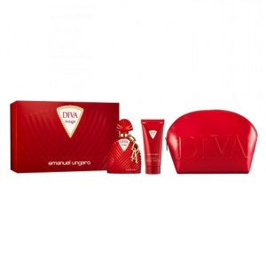 Set Emanuel Ungaro: Diva Rouge, GWP Textile Pouch, Red + Diva Rouge, Body Lotion, Body, 100 ml + Diva Rouge, Apă de parfum, For Women, 100 ml