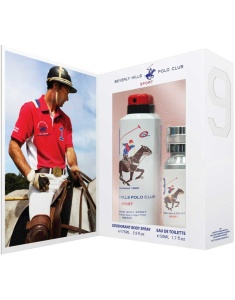 Gift Set Beverly Hills Polo Club: 1982 - Sport 8, Apă de toaletă, For Men, 50 ml + 1982 - Sport 9, Anti-Perspirant, Deodorant Spray, For Women, 150 ml
