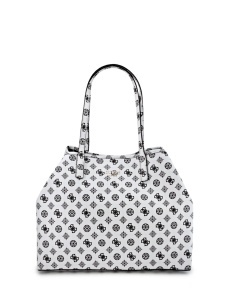 Guess, Vikky, Leather, Textile Bag, White, For Women, 32.5x27x15 cm