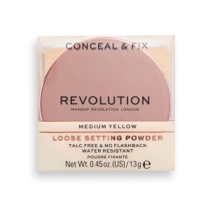 Makeup Revolution, Conceal & Fix, Vegan, Loose Setting Powder, Medium Yellow, 13 g