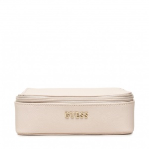 Guess, Holdall, Synthetic Leather, Textile Bag, Jewelry Case, Cream, For Women, 18 x 6 x 18cm