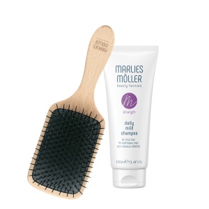 Set Marlies Moller: Marine Moisture, Scalp Brush + Daily Mild, Silicone Free, Șampon, Deep Cleansing, 100 ml