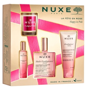 Set Nuxe: Prodigieux Floral, Scented Candle, 70 g + Prodigieux Floral, Shower Gel, All Over The Body, For All Skin Types, 100 ml + Prodigieux Floral Le Parfum, Apă de parfum, For Women, 15 ml *Miniature + Huile Prodigieuse Multi-Purpose Floral, Body Oil,