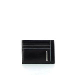 Piquadro, Blue Square, Leather Card Holder, PP2762B2R / N, Black, For Men