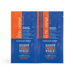 Set Fanola: No Orange, Extra Blue Pigment, Hair Treatment Cream Mask, For Nourishing, 15 ml + No Orange, Extra Blue Pigment, Șampon, For Nourishing, 15 ml