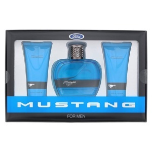 Set Ford: Mustang Blue, Apă de toaletă, For Men, 100 ml + Mustang Blue, Hydrating, After-Shave Balm, 100 ml + Mustang Blue, Hydrating, Body Wash, For Hair & Body, 100 ml