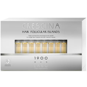 Set, Labo, Crescina Follicular Islands 1900, For Growth Stimulation, Ampoules Treatment Serum, For Scalp, For Men, 20 pcs