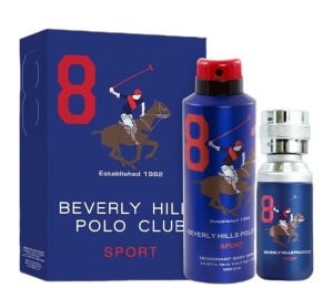 Gift Set Beverly Hills Polo Club: 1982 - Sport 8, Apă de toaletă, For Men, 100 ml + 1982 - Sport 8, Anti-Perspirant, Deodorant Spray, For Men, 175 ml
