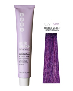 Milk Shake, Creative, Permanent Vopsea de păr, 5.775VV Intense Violet Light Brown, 100 ml
