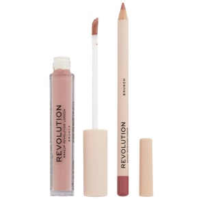 Set Makeup Revolution: Makeup Revolution, Ruj lichid, Brunch, 3 ml + Makeup Revolution, Precision, Lip Liner, Brunch, 1 g