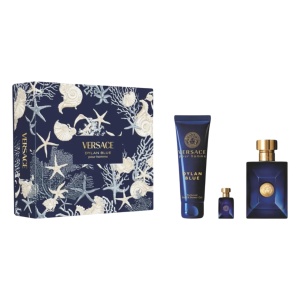 Set Versace: Dylan Blue, Apă de toaletă, For Men, 100 ml + Dylan Blue, Apă de toaletă, For Men, 5 ml + Dylan Blue, Shower Gel, For All Skin Types, 150 ml