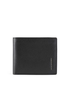 Piquadro, Piquadro, Leather Wallet, With Zipped Coin Pocket, Black, For Men