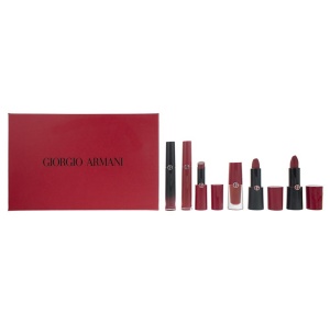 Set Giorgio Armani: Rouge d'Armani, Matte, Ruj cremă, 400, Four Hundred, 4 g + Lip Maestro, Lip Stain, Ruj lichid, 400, 6.5 ml + Lip Magnet, Ruj lichid, 400, 3.9 ml + Ecstasy Lacquer , Shining, Luciu de buze, 400, 3 ml + Rouge d'Armani, Ruj cremă, 400, 4