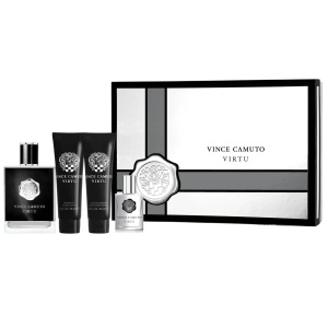 Set Vince Camuto: Virtu, Apă de toaletă, For Men, 100 ml + Virtu, Apă de toaletă, For Men, 15 ml + Virtu, Moisturizing, After-Shave Balm, 90 ml + Virtu, Shower Gel, Body, 90 ml