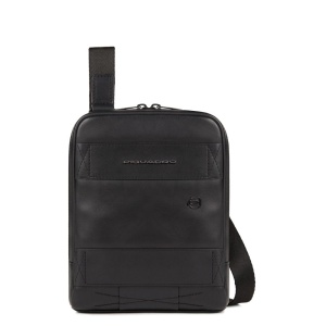 Piquadro, Obidos, Leather Crossbody Bag, Black, 17 x 22 x 5.00 cm, For Men