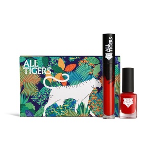 Set All Tigers: Natural & Vegan, Ruj lichid, 888, Call Me Queen, 8 ml + Natural & Vegan, Vegan, Ojă, 298, Hit It Big, 11 ml