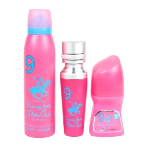 Set Beverly Hills Polo Club: No. 9, Apă de parfum, For Women, 50 ml + No. 9, Anti-Perspirant, Deodorant Roll-On, For Women, 50 ml + 1982 - Sport 9, Freshness, Body Spray, 150 ml