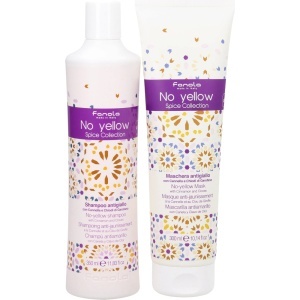 Set Fanola: No Yellow Spice Collection, Hair Treatment Cream Mask, For Neutralisation Of Yellow Tones, 300 ml + No Yellow Spice Collection, Șampon, For Neutralisation Of Yellow Tones, 350 ml