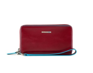 Piquadro, Blue Square, Leather Wallet, Red, For Women