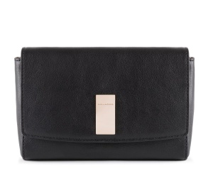 Piquadro, Dafne, Leather Handbag, Sistem RFID, Black, 19 cm