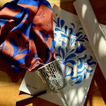 Silk twill scarf TERRACOTTA  - Img 2
