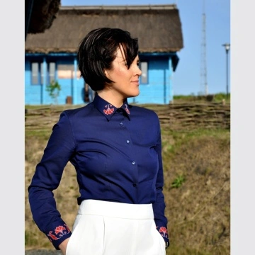 Navy blue shirt POPPY FLOWER - Img 2