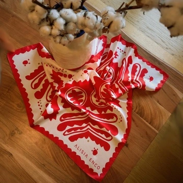 Silk twill red scarf TRADITIONALE - Img 4