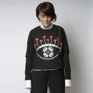 Bluza neagra bumbac organic OCHIANA - Img 2
