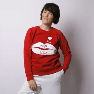 Bluza rosie bumbac organic BUZANA - Img 2