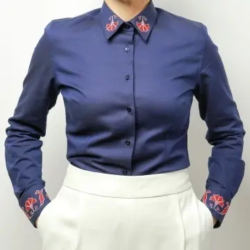 Navy blue shirt POPPY FLOWER