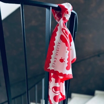 Silk twill red scarf TRADITIONALE - Img 3